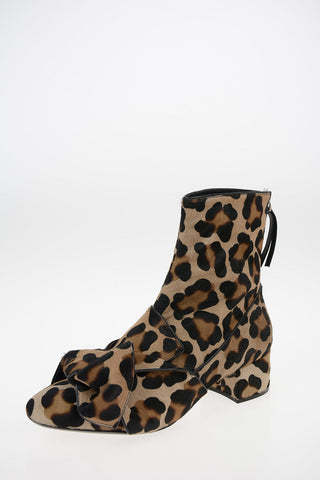 4cm Leopard Printed Ankle Boot with Bow