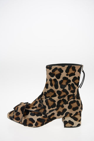 4cm Leopard Printed Ankle Boot with Bow