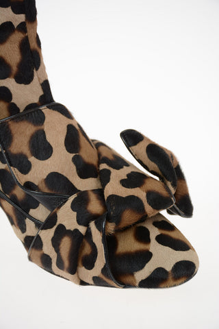 4cm Leopard Printed Ankle Boot with Bow