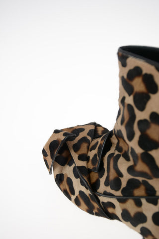 4cm Leopard Printed Ankle Boot with Bow