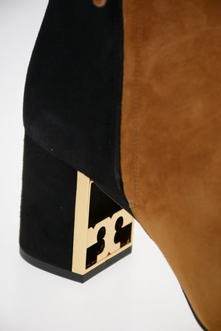 7cm Suede Leather Two-Tone GIGI Booties