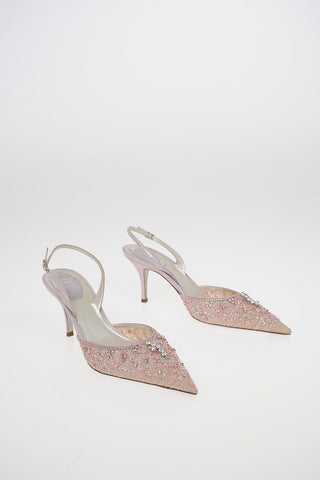 Slingback SANDERELLA in pizzo con strass 8cm