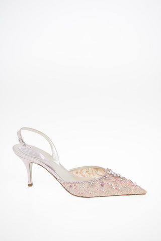 Slingback SANDERELLA in pizzo con strass 8cm