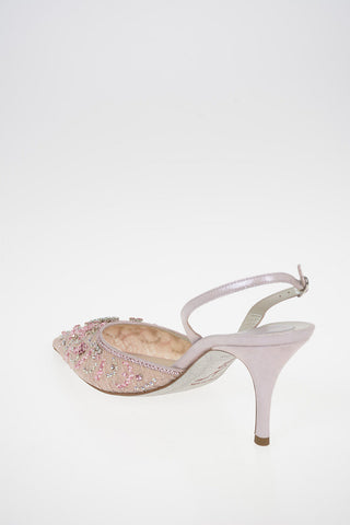 Slingback SANDERELLA in pizzo con strass 8cm