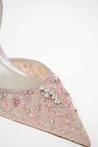 Slingback SANDERELLA in pizzo con strass 8cm
