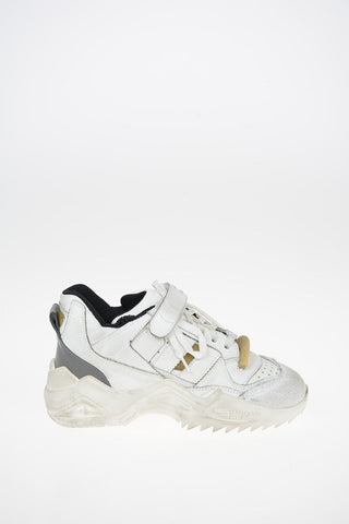 MM22 Leather and Fabric High-top Sneakers