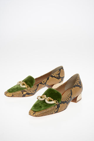 Bit loafer JESSA Stampa Serpente in pelle e in velluto