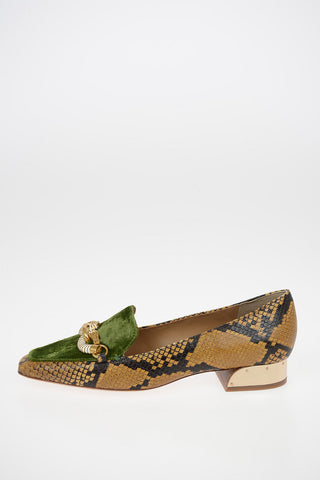 Bit loafer JESSA Stampa Serpente in pelle e in velluto