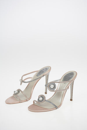 11cm Satin SPILLA Mules with rhinestone embellished
