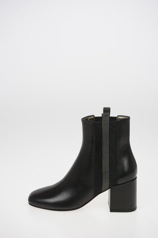 7cm leather Chelsea boots with rhinestone embellished