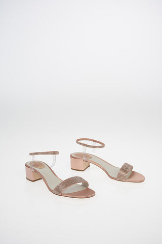 Sandali ankle-strap ELASTICA in Raso con Strass 5cm