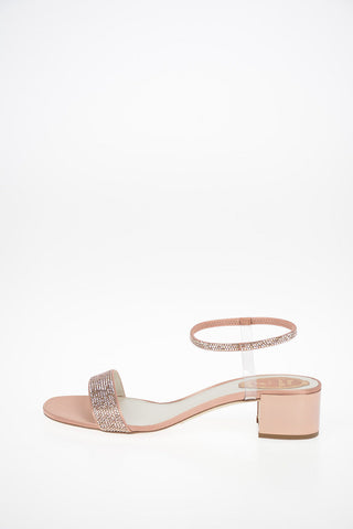 Sandali ankle-strap ELASTICA in Raso con Strass 5cm