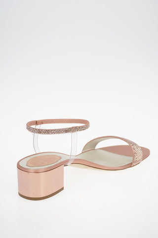 Sandali ankle-strap ELASTICA in Raso con Strass 5cm