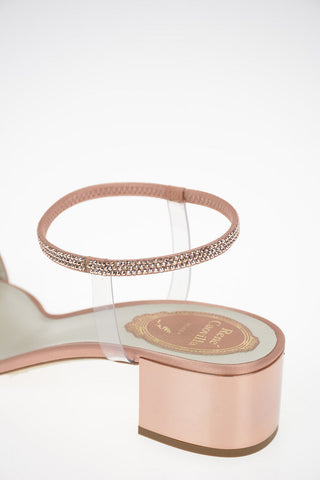 Sandali ankle-strap ELASTICA in Raso con Strass 5cm