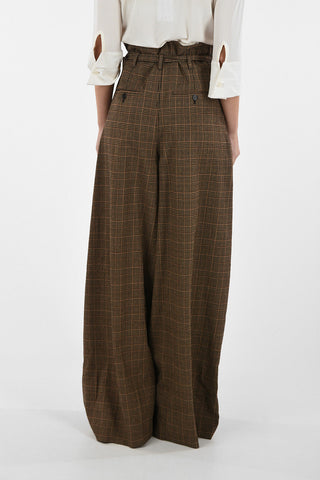 MM1 District Check Palazzo Pants with Belt