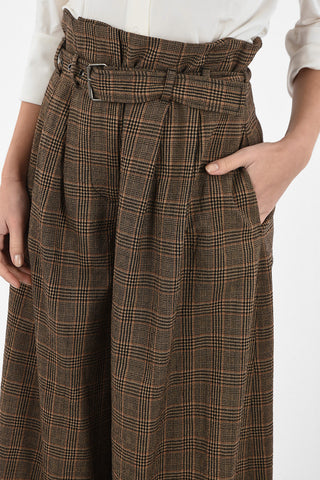 MM1 District Check Palazzo Pants with Belt
