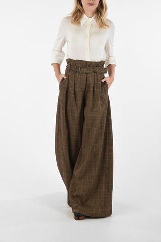 MM1 District Check Palazzo Pants with Belt