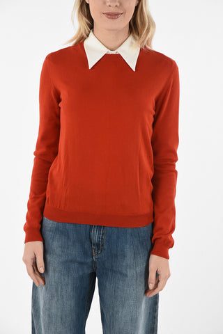 MM4 Crew-Neck Sweater with Suede Leather Applications