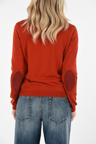 MM4 Crew-Neck Sweater with Suede Leather Applications