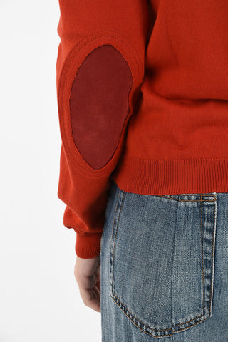 MM4 Crew-Neck Sweater with Suede Leather Applications