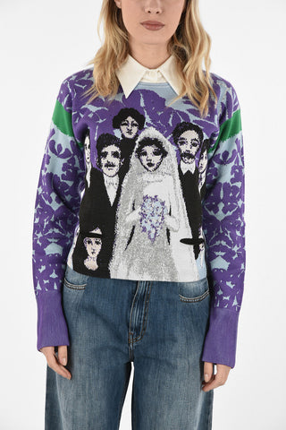 MM1 Embroidered Crew-Neck Sweater