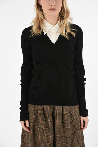 MM4 Ribbed V-Neck Sweater