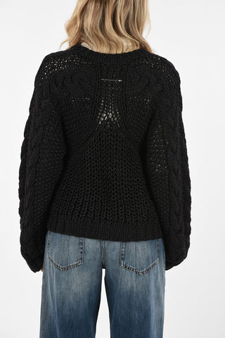 MM6 Cable Knit Lurex Crew-Neck Sweater