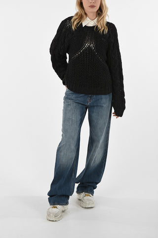 MM6 Cable Knit Lurex Crew-Neck Sweater