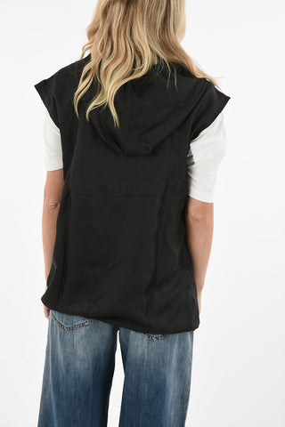 MM1 Hooded Silk Top With Drawstring