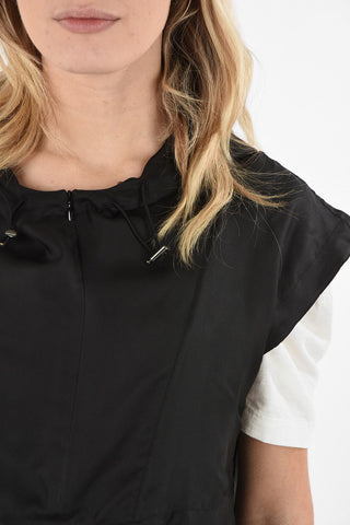 MM1 Hooded Silk Top With Drawstring