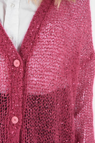 Cable Knit Cardigan with Sequined Details