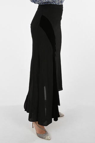 Asymmetrical Skirt With Velvet Details