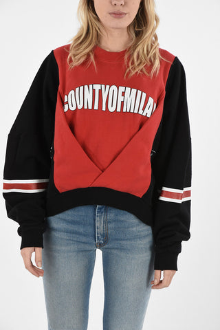 Printed Crew-Neck Crop Sweatshirt