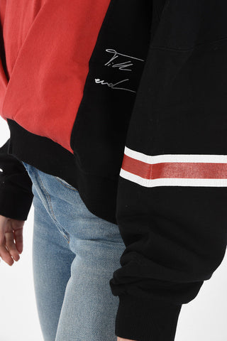 Printed Crew-Neck Crop Sweatshirt