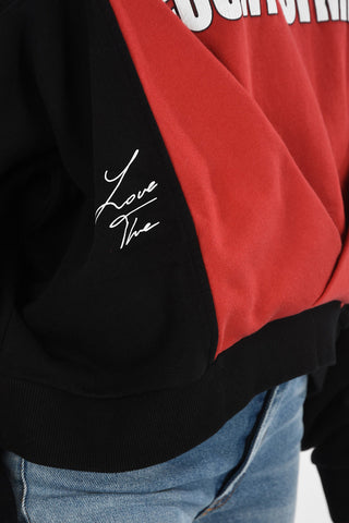 Printed Crew-Neck Crop Sweatshirt