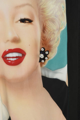 Asymmetrical Wrap Skirt With Marilyn Monroe Print and Jewel Details