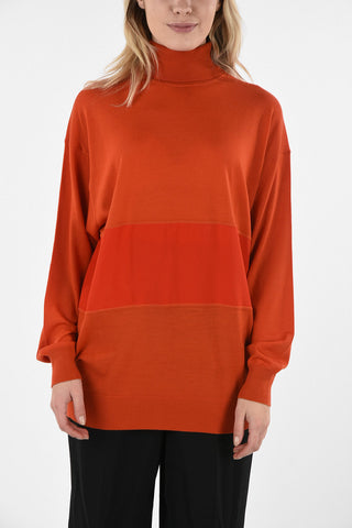 Wool Turtle-neck sweater With Embroidered Logo