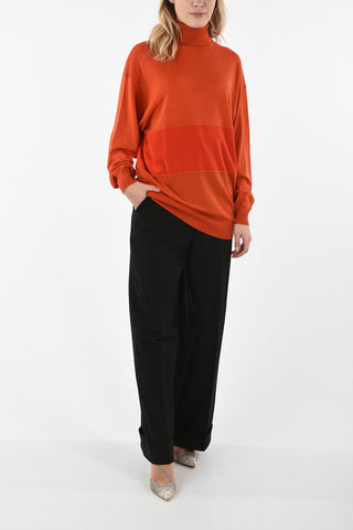 Wool Turtle-neck sweater With Embroidered Logo
