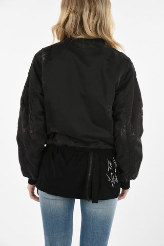 Distressed waist length bomber