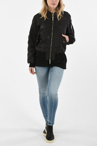 Distressed waist length bomber