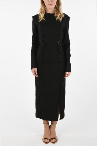 Vestito Midi Con Spacco Laterale e Bottoni