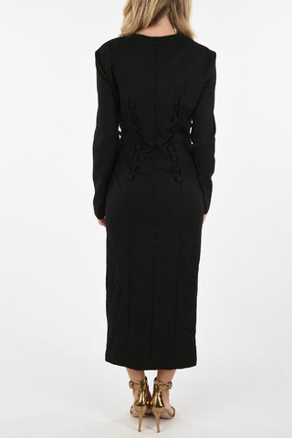 Vestito Midi Con Spacco Laterale e Bottoni