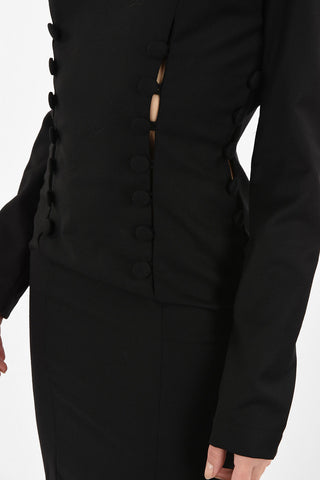 Vestito Midi Con Spacco Laterale e Bottoni