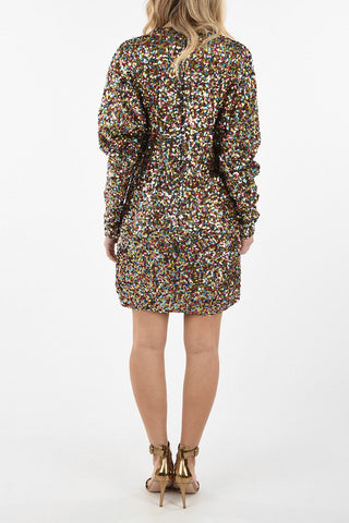 Sequined Plunging Neckline Mini Dress