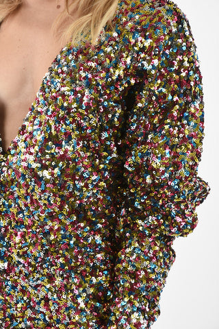 Sequined Plunging Neckline Mini Dress