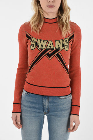 Crewneck Sweater SWANS with Lurex Details