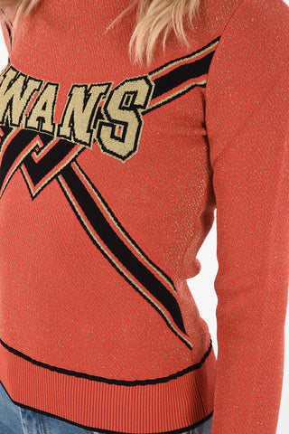 Crewneck Sweater SWANS with Lurex Details
