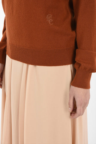 Cashmere Turtle-neck sweater With Embroidered Logo