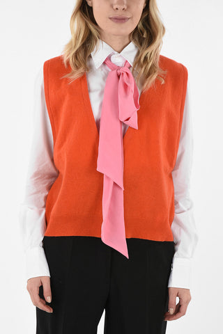 Vest With Removable Silk Tie Neck