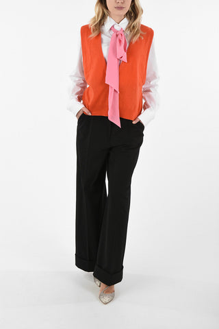 Vest With Removable Silk Tie Neck